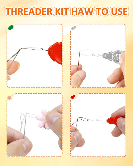 FIVEIZERO Needle Threaders Kit – 24 PCS Needle Threader for Hand Sewing,4 Type Simple Needle Threaders for Needles,Needle Threader for Sewing Machine & Embroidery Floss with Clear Storage Box