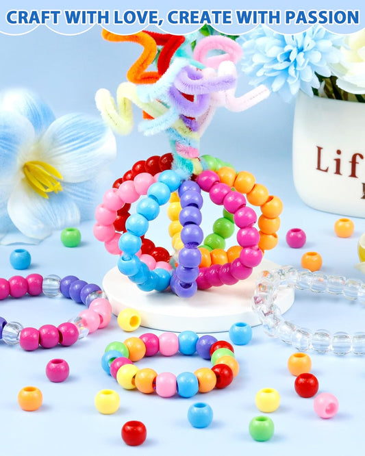 FIVEIZERO 260PCS Large Hole Hair Beads, 10x12mm Acrylic Pony Beads for Hair Braids, Bulk Pack - Mixed Colors for Bracelets & DIY