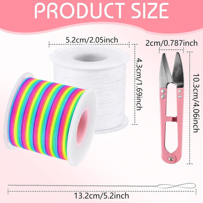 3 Rolls 1mm Elastic String for Bracelets, Total 984 Feet Sturdy Elastic String Elastic Cord, Elastic Bracelet String for Making Jewelry, Sewing, Necklaces, and Beadwork