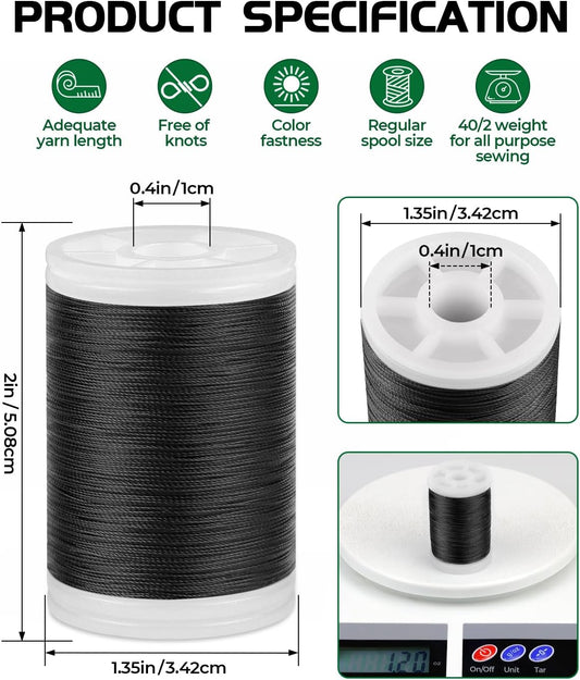 330 Yards FIVEIZERO Extra Strong Upholstery Thread,Black Bonded Nylon Thread for Denim Leather,Craft,Machine,DIY and Home (2 Pack) CJ