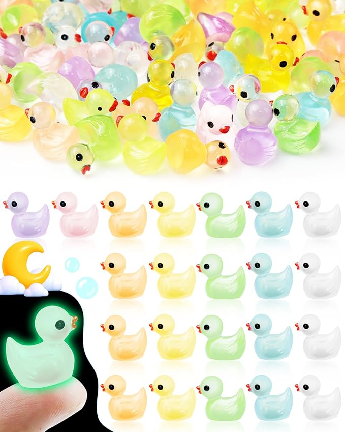 FIVEIZERO 100PCS Luminous mini Resin Animals Bulk - 20 Styles Glow in The Dark Plastic Tiny Animals Figures for Dollhouse, Fairy Garden, Aquarium, Party Favors & DIY Craft Decor