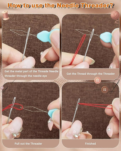 FIVEIZERO 80/40 PCS Premium Stainless Steel Sewing Needles, 7 Sizes Large Eye Sewing Sharp Needles, Leather Needle Embroidery Thread Needle with Threaders for Handsewing Art Crafts