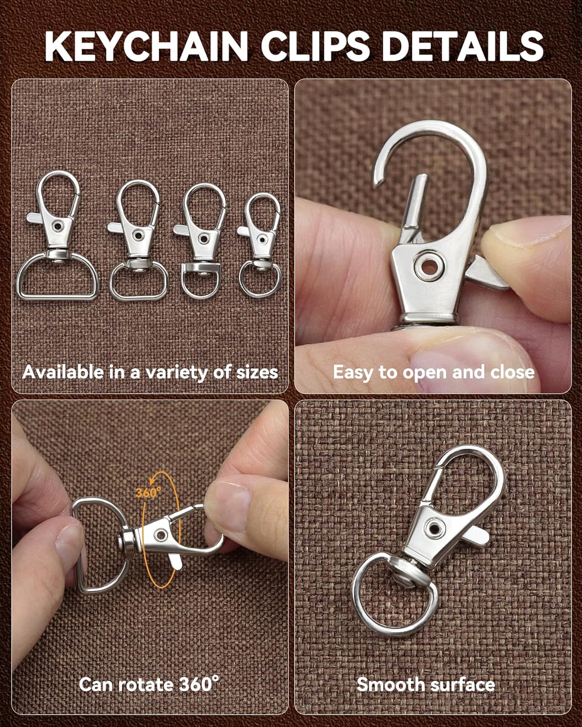 325PCS FIVEIZERO Keychain Making Kit - Keychain Clip with Key Ring, Lobster Claw Clasp, Swivel Snap Hook, Jumprings & Extender Chain for Crafts, DIY Projects & Purse Making Supplies