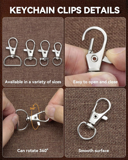 325PCS FIVEIZERO Keychain Making Kit - Keychain Clip with Key Ring, Lobster Claw Clasp, Swivel Snap Hook, Jumprings & Extender Chain for Crafts, DIY Projects & Purse Making Supplies