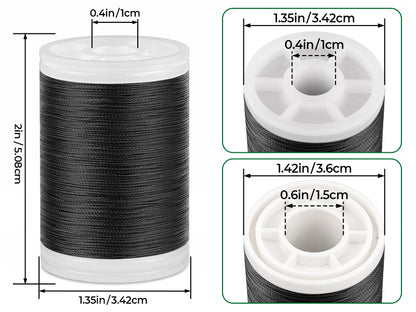 330 Yards FIVEIZERO Extra Strong Upholstery Thread,Black Bonded Nylon Thread for Denim Leather,Craft,Machine,DIY and Home (2 Pack) CJ